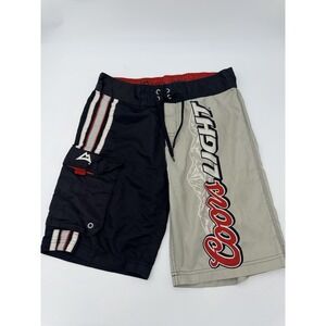 Coors Light Board Shorts Men's 34 Black Gray Mountain Logo Cargo Swim Trunks